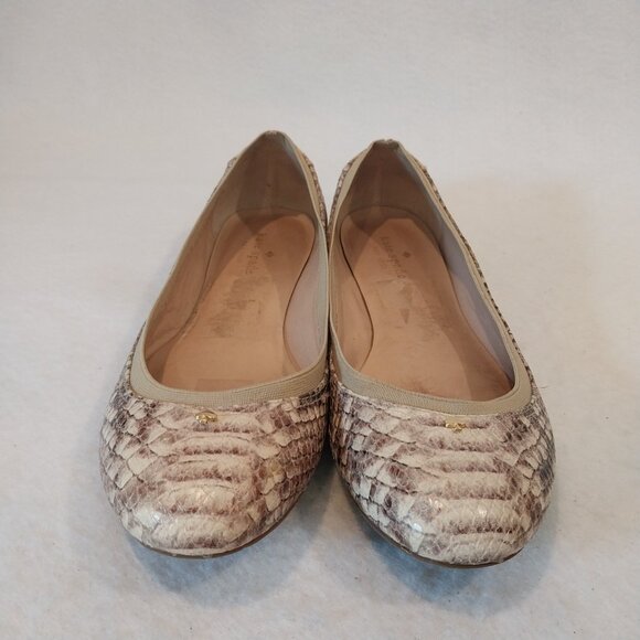 Kate Spade Ballet Flats Shoes Womens 10 Beige Python Embossed Kora Leather Logo - Picture 8 of 11